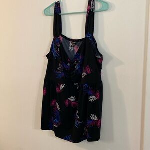 Black floral tank top